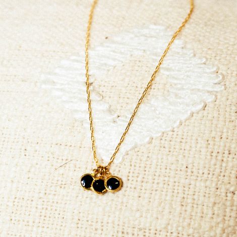 3 dangle necklace/black Confettis
