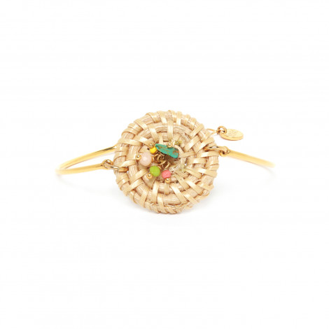 articulated bracelet with rattan disc Felicie