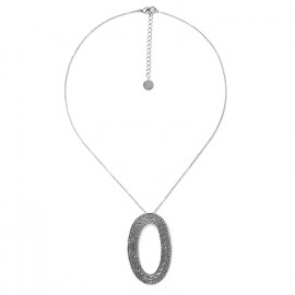 silver plated large oval necklace Niamey - Ori Tao