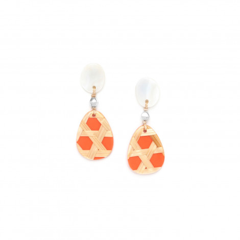 small tangerine earrings with mother of pearl top Cannage