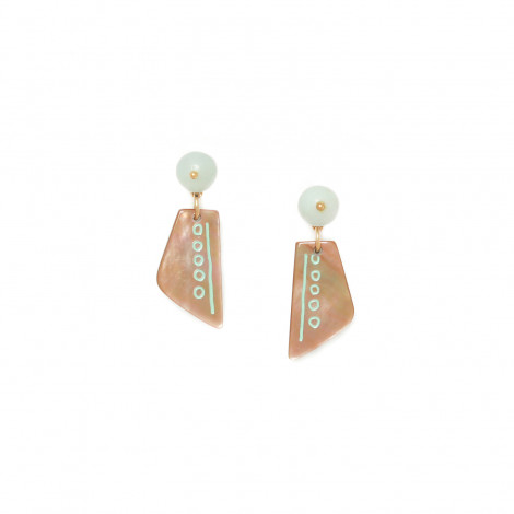 brownlip earrings with amazonite top Celadon