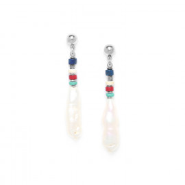boucles d'oreilles heishi & perles de culture Kali - Nature Bijoux