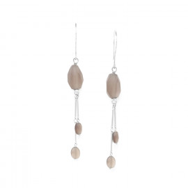 smoky quartz earrings with 2 chains Ombre et lumiere - Nature Bijoux