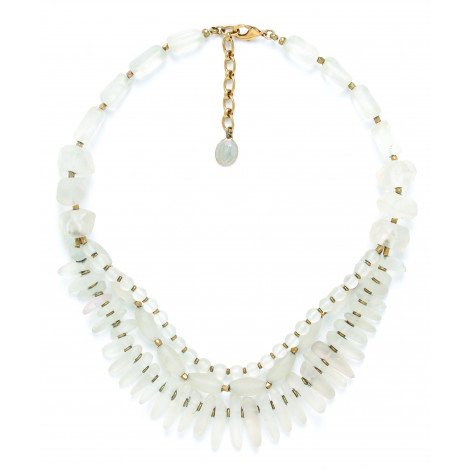 rock crystal 3 row necklace Ombre et lumiere