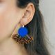 Boucles d'oreilles plumes et cuir PHADREA bleu - 