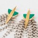Boucles d'oreilles plumes et cuir LYRE vert - 