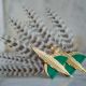 LYRE Green earrings with feather and leather - 