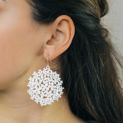 Silver hydrangea earrings