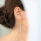 Asymmetrical hoop earrings white pearl chain - Rosekafé