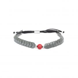 hematite adjustable bracelet red Caporal - Nature Bijoux