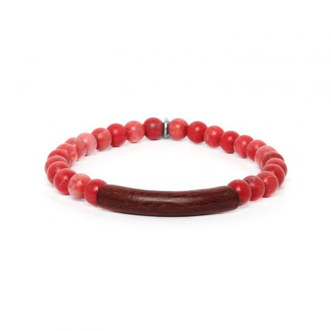 red howlite stretch men bracelet Tube