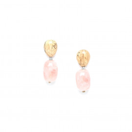 earrings tamarind and pink quartz Impala - Nature Bijoux