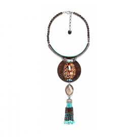 large necklace with coconut and shell pendant and tassel Maracaibo - Nature Bijoux