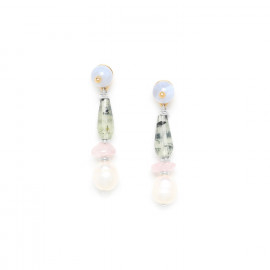 small earrings chalcedony top Rock & pearl - Nature Bijoux