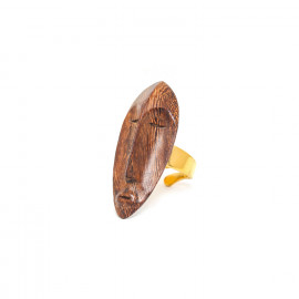 wood golden ring Yoruba - Nature Bijoux