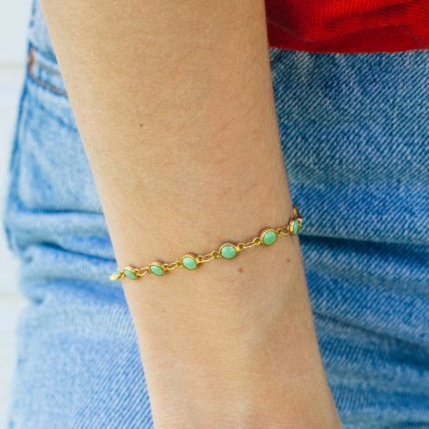 CONFETTIS bracelet chaine fermoir mousqueton vert Confettis