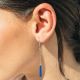 Boucles d'oreilles tiges Œil de Tigre Bleu klein - Amélie Blaise