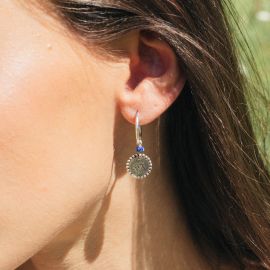 MAGDALENA boucles d'oreilles créoles lapis lazuli "love" - Olivolga Bijoux
