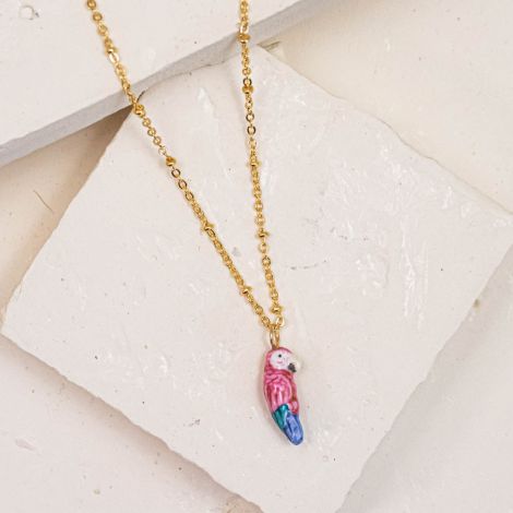 Pink parrot necklace
