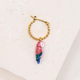Single pink parrot mini earring - Nach