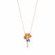 Tropical flowers and faceted glass stone necklace "Rêves d'Orchidees" - 