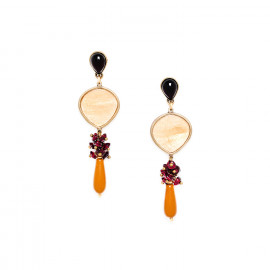 long earrings capiz garnet and jasper Gardenia - Nature Bijoux