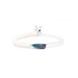 apatite, bone & cristal stretch bracelet Inuit - Nature Bijoux