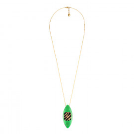 long golden necklace green capiz and brown lip pendant Precious savanna - Nature Bijoux