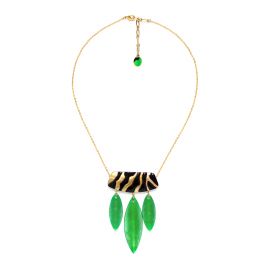 golden necklace big pendant capiz and brown lip Precious savanna - Nature Bijoux