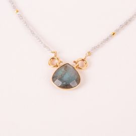 Pearl necklace and labradorite stone drop - JOE - L'atelier des Dames
