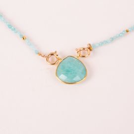 Pearl necklace and amazonite stone drop - JOE - L'atelier des Dames