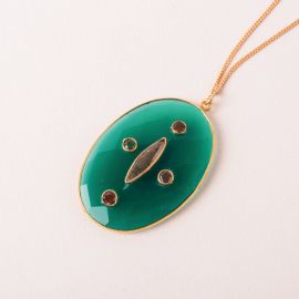 Long multi-stone medallion necklace - ZIA - L'atelier des Dames