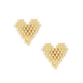 golden heart post earrings - 