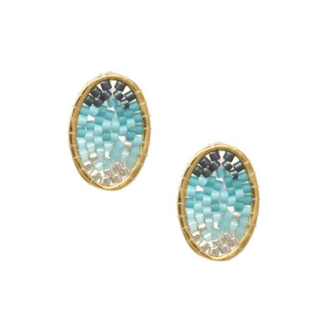 Blue ovale post earrings