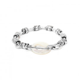 bracelet nacre & chaine forçat avec anneaux "Unchain" - Ori Tao