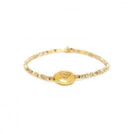 CORAZON flat pearl yellow stretch bracelet "Les complices" - 
