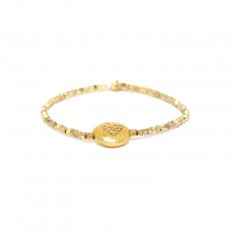 CORAZON flat pearl yellow stretch bracelet "Les complices"