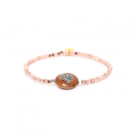 CORAZON flat pearl copper stretch bracelet "Les complices"