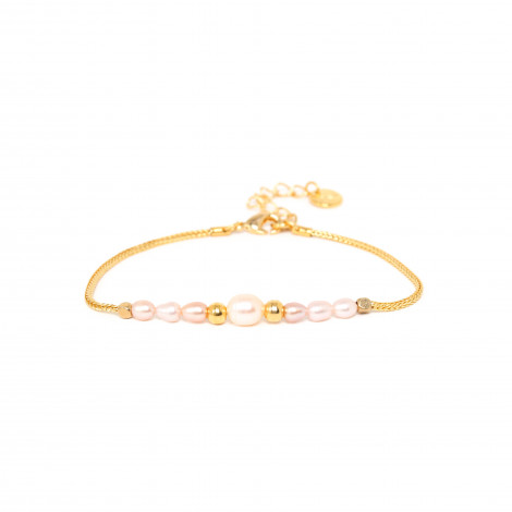 bracelet ajustable perles d'eau douce rose "KUTA" "Les complices"