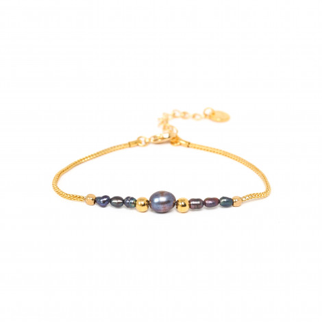 bracelet ajustable perles d'eau douce bleu "KUTA" "Les complices"