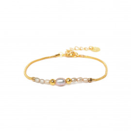 bracelet ajustable perles d'eau douce gris "KUTA" "Les complices" - Franck Herval