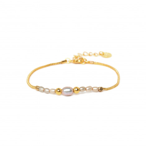 bracelet ajustable perles d'eau douce gris "KUTA" "Les complices"