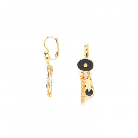 MALICE assymetric french hook earrings black "Les inseparables"