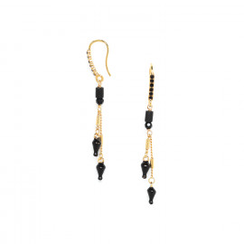 SAMY crystallized hook earrings - black "Les inseparables" - Franck Herval