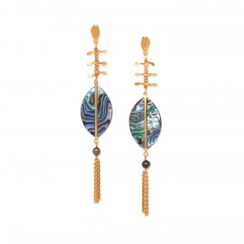 SHELL earrings push pompon and abalone "Les radieuses" - Franck Herval
