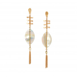 SHELL earrings push pompon and mother of pearl "Les radieuses" - Franck Herval
