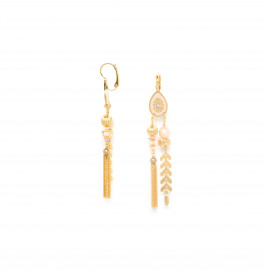BOHO 2 rows french hook earring peach "Les radieuses" - 