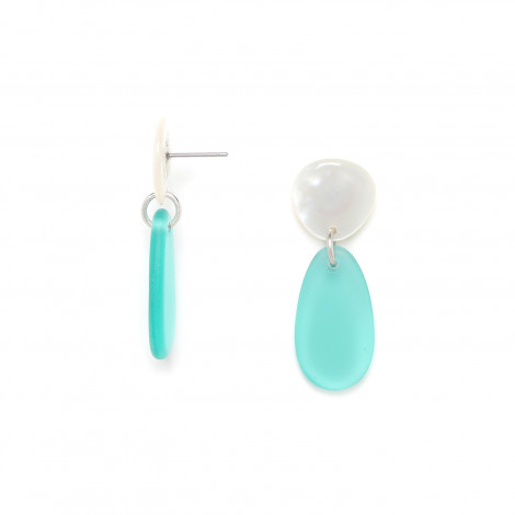 mother of pearl & reclycled glass earrings "Drops"