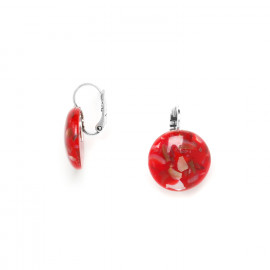 red resin & brownlip earrings "Terrazzo" - Nature Bijoux