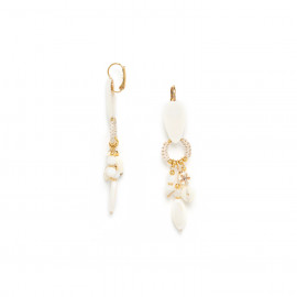 long earrings with golden ring "Ivory" - Nature Bijoux
